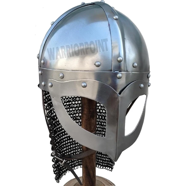 Medieval Warrior Viking Helmet Nasal Crusader Norman Helmet with Free Leather Liner+Silver Finish