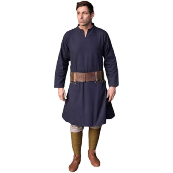 The Renaissance Medieval Roman/Greek Men’s Full Sleeves Cotton Grey Long Tunic Black Trim (Size-S-5XL)