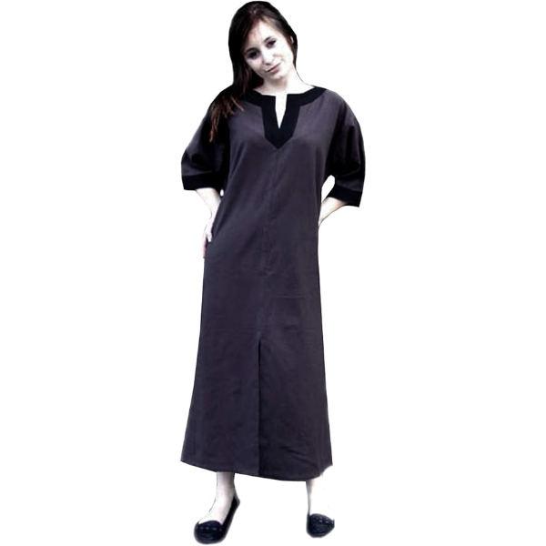The Renaissance Medieval Roman/Greek Men’s Full Sleeves Cotton Grey Long Tunic Black Trim (Size-XXS-7XL)