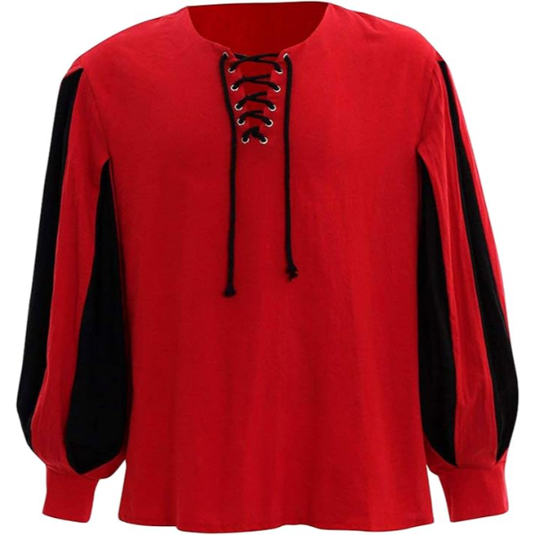 The Renaissance Medieval Roman/Greek Men’s Full sleeves cotton Red Tunic/Shirt (Size-XXS-7XL)