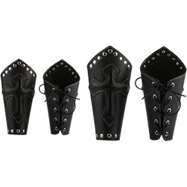 Medieval Leather Leg & ARM Guards Set Cross Design Armor Pair Set ( Set of 4 PCS)