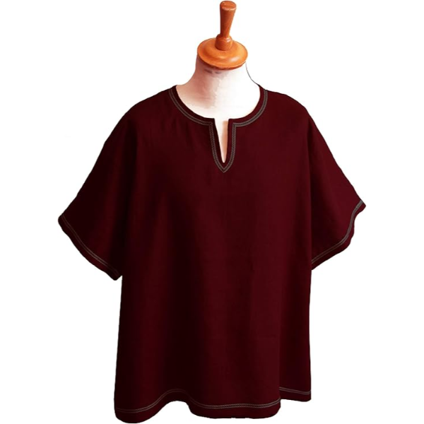 The Renaissance Medieval Roman/Greek Men’s Full Sleeves Cotton Dark Red Tunic (Size-XXS-7XL)